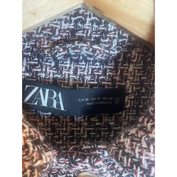 ZARA Tweed Jacket Shirt XS-S Academia Preppy Lagenlook Coquette Old Money - Picture 3 of 6